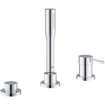 Смеситель для ванны GROHE ESSENCE+ на 3 отверстия с душевым гарнитуром (на бортик ванны, без излива), хром