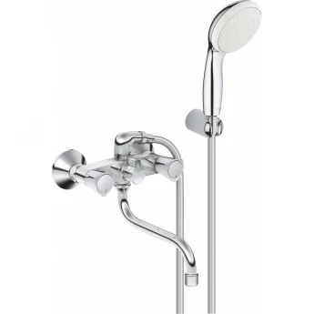 Смеситель универсальный GROHE COSTA S с душевым гарнитуром New Tempesta 100, один режим, 9,5 л/мин, хром